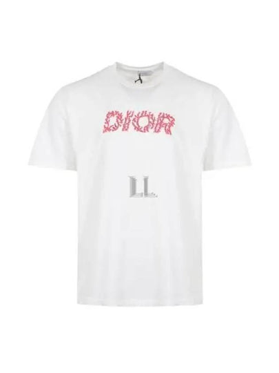 Italic Coral Relaxed-Fit Short Sleeve T-Shirt White - DIOR - BALAAN 2