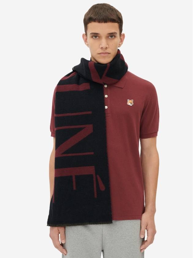 22FW Logo Scarf Muffler WINE LEES BLACK JU06244WA0007 - MAISON KITSUNE - BALAAN 1