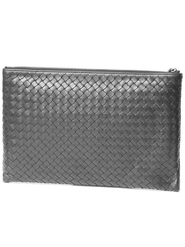 Intrecciato Document Clutch Bag Grey - BOTTEGA VENETA - BALAAN 4