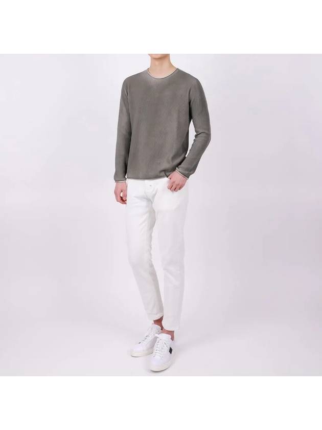 Semi-over fit khaki washed long sleeve knit tee NIT115 - IKALOOOK - BALAAN 5