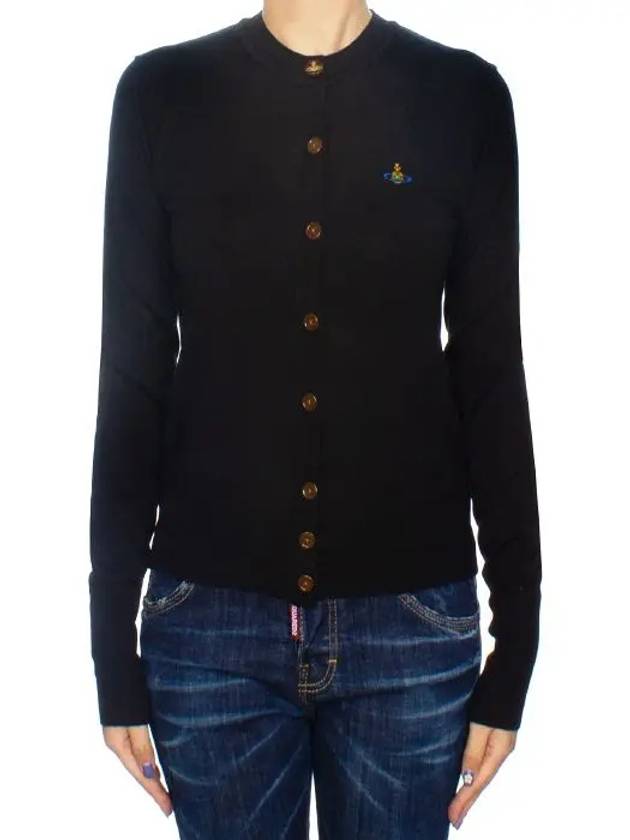 Bea Embroidered Logo Cardigan Black - VIVIENNE WESTWOOD - BALAAN 2