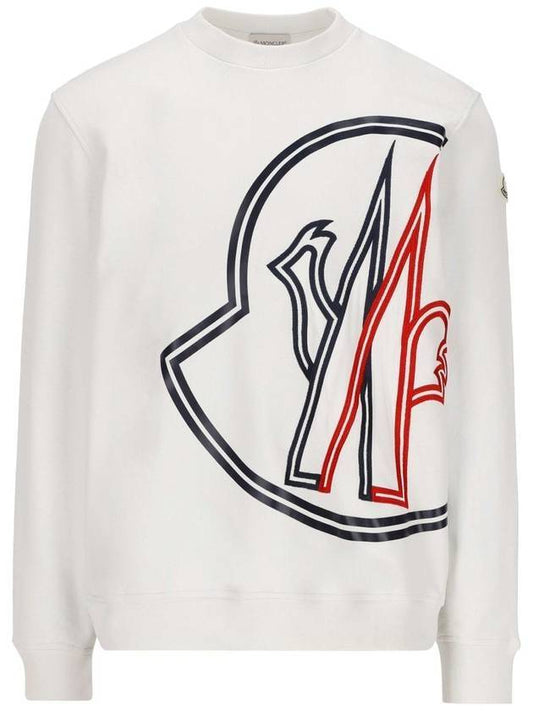Men's Macro Big Logo Printing Sweatshirt White - MONCLER - BALAAN.