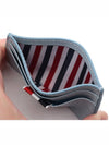 Stripe Note Compartment Pebble Grain Leather Card Wallet Light Blue - THOM BROWNE - BALAAN 7