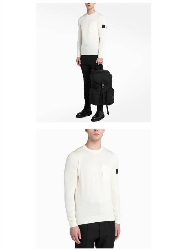 Men's Shadow Project Wappen Pocket Wool Knit Top White - STONE ISLAND - BALAAN 5