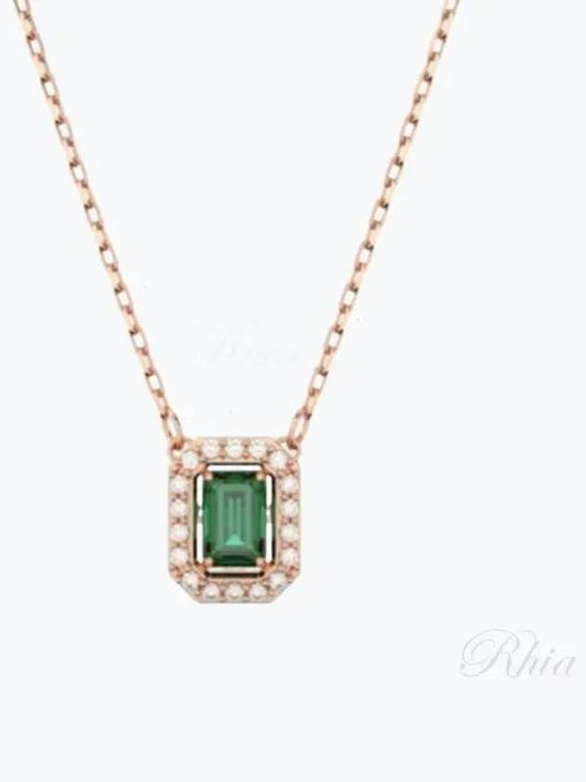 Una Millenia Octagon Pendant Necklace Green Rose Gold - SWAROVSKI - BALAAN 2