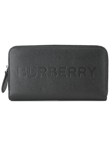 Embossed Logo Zipper Long Wallet Black - BURBERRY - BALAAN 1