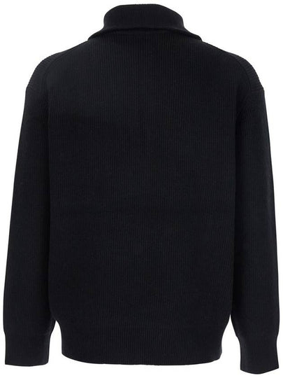 Black High Neck Sweater With Front Zip Closure And Logo Embroidery In Wool Man - JW ANDERSON - BALAAN 2