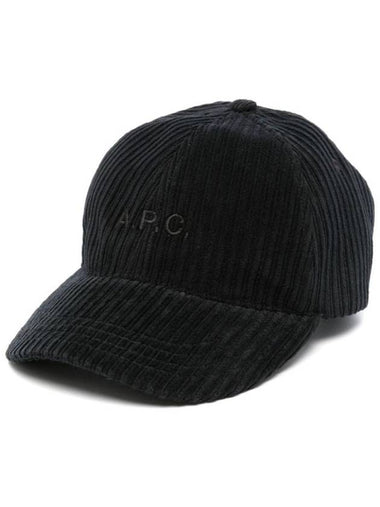 Charlie Embroidered Logo Corduroy Ball Cap Black - A.P.C. - BALAAN 1