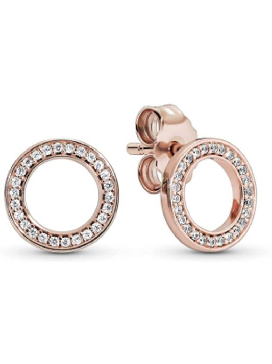 sparkling circle stud earrings rose gold - PANDORA - BALAAN.