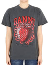 Strawberry Short Sleeve T-Shirt Ash Grey - GANNI - BALAAN 3