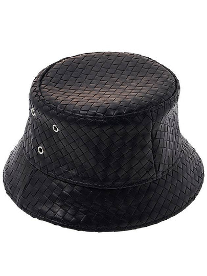 Intrecciato Leather Bucket Hat Black - BOTTEGA VENETA - BALAAN 2