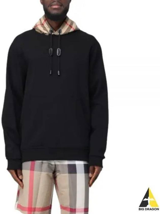 Check Hood Cotton Hoodie Black - BURBERRY - BALAAN 2