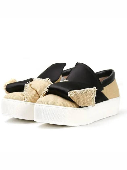 Nº21 Number 21 Canvas Satin Bow SlipOn Beige Black 8183 NAT NERO - Nº 21 - BALAAN 1