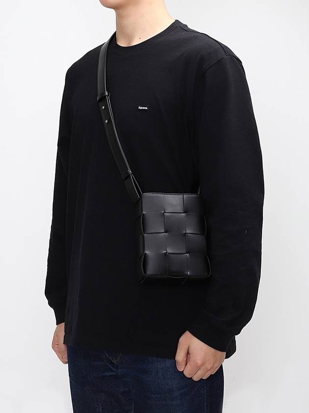 Cassette Intrecciato Mini Cross Bag Black - BOTTEGA VENETA - BALAAN 4