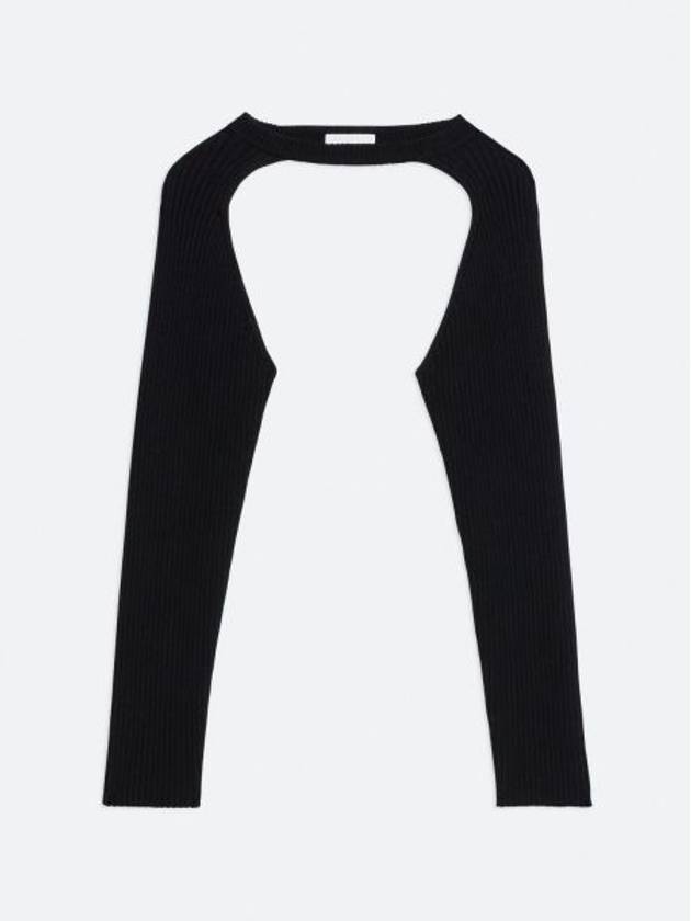 Rib Knit Shrug Long Sleeve T-Shirt Black - HELMUT LANG - BALAAN 2