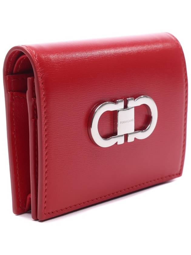 Double Gancio Half Wallet Flame Red - SALVATORE FERRAGAMO - BALAAN 4