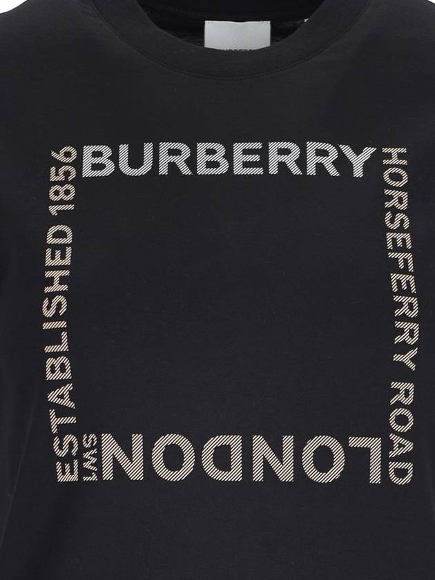 Women's Horseferry Square Print Cotton Short Sleeve T-Shirt Black - BURBERRY - BALAAN 4