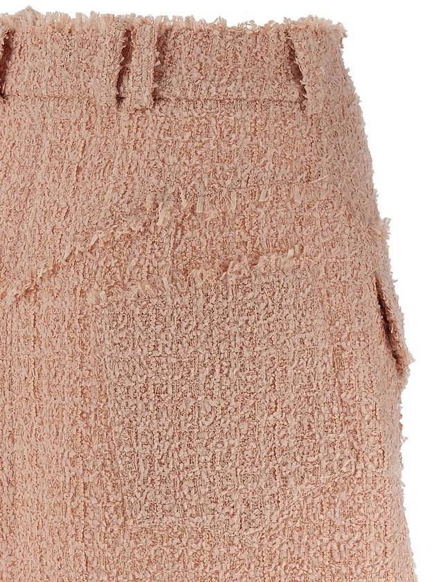 Light-Pink Frayed Tweed Mini Skirt In Wool Blend Woman - BALMAIN - BALAAN 4