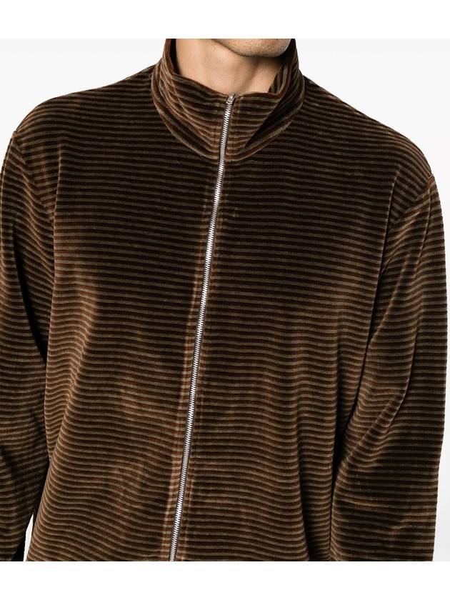 Shrunken Full Zip Polo Scoobie Stripe Velour Cardigan Brown - OUR LEGACY - BALAAN 5