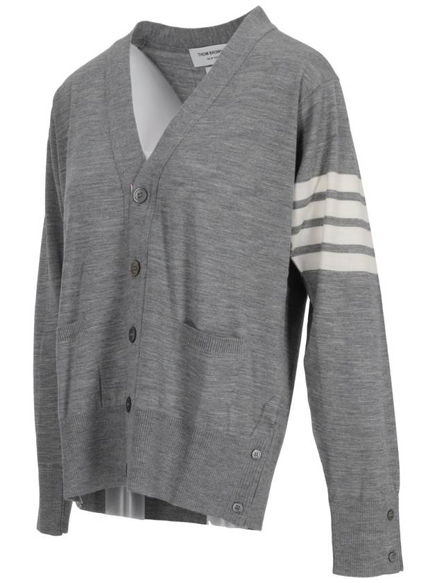 Men's Sustainable Classic Diagonal Wool Cardigan Medium Grey - THOM BROWNE - BALAAN 3