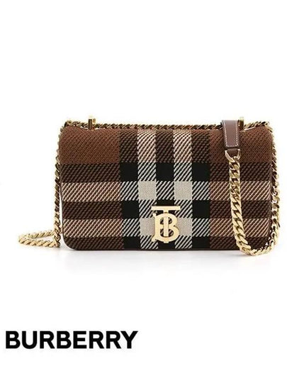 Lola Knit Check Cross Bag Dark Birch Brown - BURBERRY - BALAAN 2