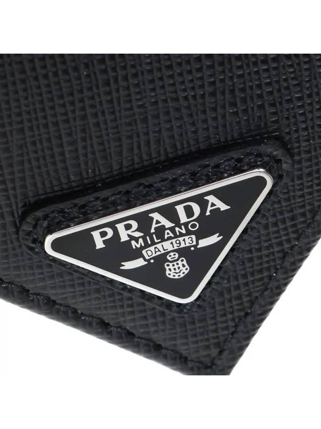 Saffiano Triangular Logo Flap Card Wallet Black - PRADA - BALAAN 8