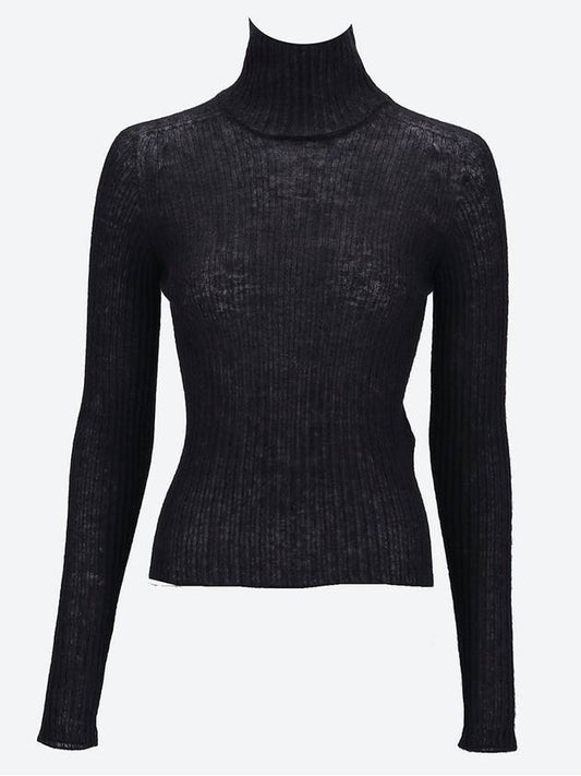 Ribbed Knit Turtleneck Black - SAINT LAURENT - BALAAN 2