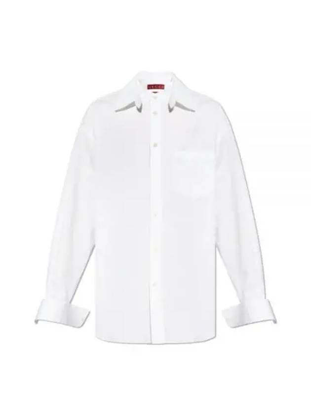 Embossed Cotton Poplin Long Sleeve Shirt White - GUCCI - BALAAN 2