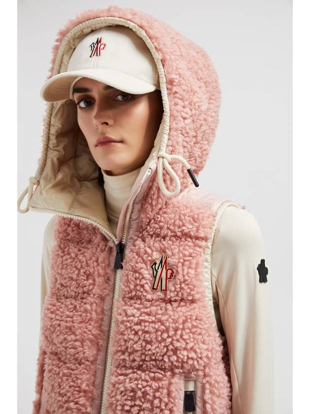 Grenoble Padded Teddy Zip-Up Vest Pink - MONCLER - BALAAN 4