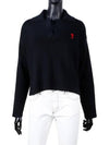 Small Heart Long Sleeve Polo Shirt Black - AMI - BALAAN 2