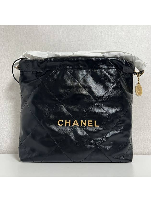 22 Bag Small Shiny Calfskin Gold Metal Black AS3260 - CHANEL - BALAAN 1