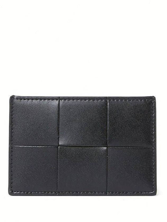Cassette Calfskin Card Wallet Black - BOTTEGA VENETA - BALAAN 1