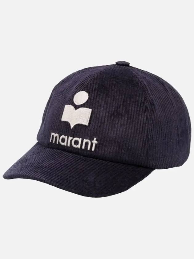 Tyron Embroidered Logo Corduroy Ball Cap Faded Night - ISABEL MARANT - BALAAN 4