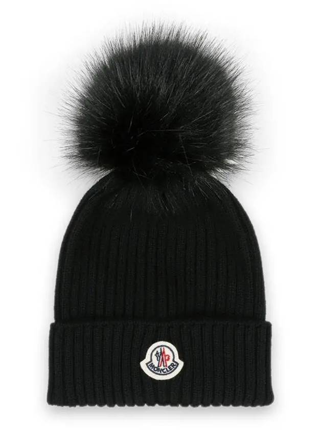 Kids Infant Pom Beanie Black 3B00014 M1131 999 - MONCLER - BALAAN 1