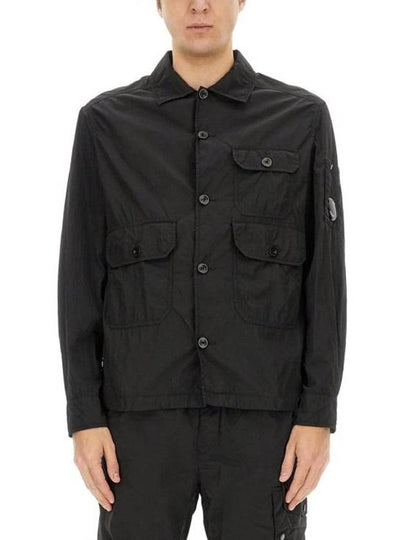 Chrome R Full Button Over Long Sleeve Shirt Black - CP COMPANY - BALAAN 2