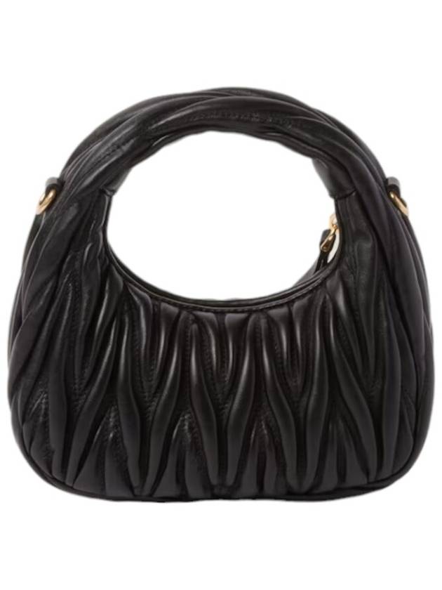 Wander Matelasse Nappa Leather Hobo Mini Bag Black - MIU MIU - BALAAN 5