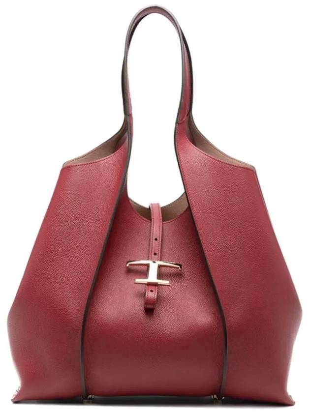 T Timeless Leather Medium Shopping Tote Bag Burgundy - TOD'S - BALAAN 2