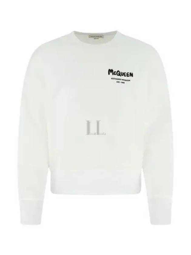 Graffiti Logo Print Sweatshirt White - ALEXANDER MCQUEEN - BALAAN 2