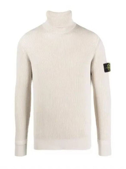 Men's Logo Patch Turtleneck Ivory - STONE ISLAND - BALAAN 2