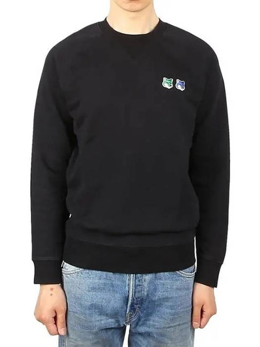 Double Monochrome Fox Head Patch Classic Sweatshirt Black - MAISON KITSUNE - BALAAN 2