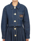 Women's Cropped Denim Jacket Blue - GUCCI - BALAAN.