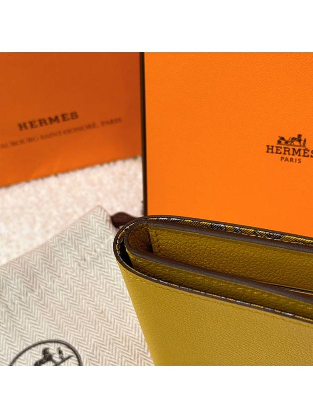 Half wallet, card wallet, silk lining, yellow - HERMES - BALAAN 9