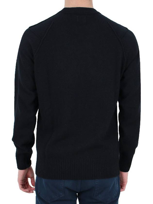 Lens Wappen Classic Crew Neck Wool Knit Top Black - CP COMPANY - BALAAN 5