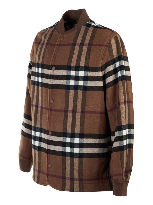 Quilted Check Wool Blend Bomber Jacket Dark Birch Brown - BURBERRY - BALAAN 3