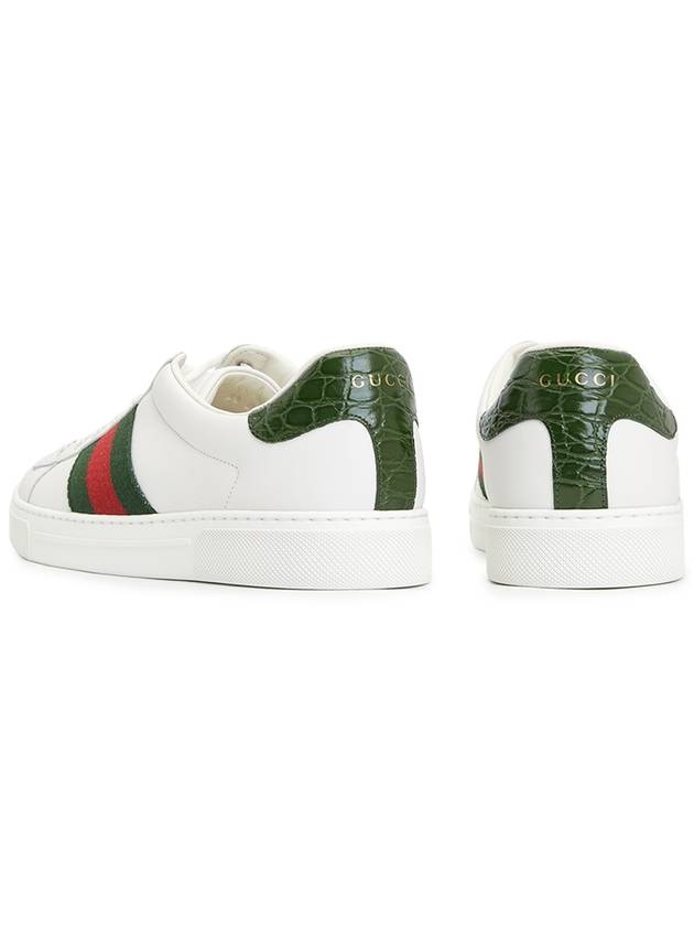 Ace Web Leather Low Top Sneakers White - GUCCI - BALAAN 7