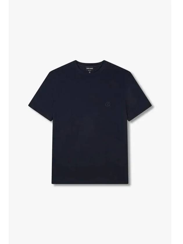 Men s Embroidered Logo Rayon T Shirt Navy - GIORGIO ARMANI - BALAAN 1