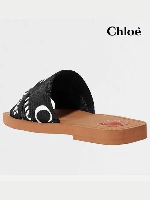 Woody Logo Flat Mule Slippers Black - CHLOE - BALAAN 5