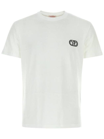 V logo signature patch cotton short sleeve t shirt white - VALENTINO - BALAAN 2