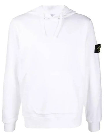 Wappen Patch Cotton Fleece Hoodie White - STONE ISLAND - BALAAN 1