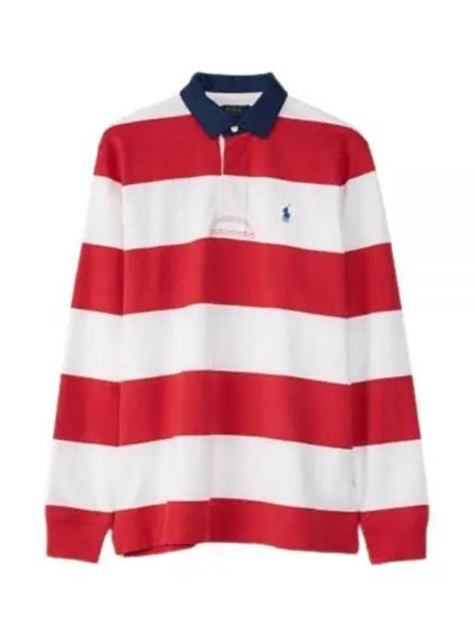 Block Stripe Classic Fit Polo Shirt Red - POLO RALPH LAUREN - BALAAN 2